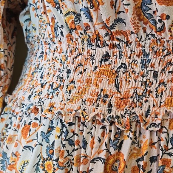 Old Navy Smocked Floral Cottagecore Midi Dress XXL Tradwife Long Sleeves - Picture 9 of 14